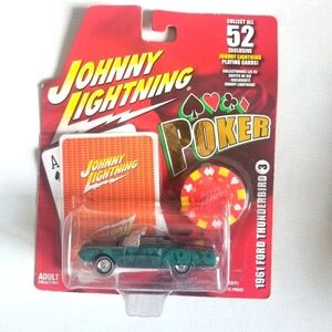 2005 " Poker" Johnny Lightning 1:64 Diecast #3 Green 1961 Ford Thunderbird